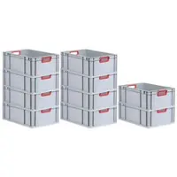 Proregal Spar Set 10x Eurobox Nextgen Color HxBxT 22 x 40 x 60 cm 44 Liter Griffe Rot Offen Verstärkter Boden Eurobehälter Transportbox