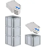 Proregal Spar Set 4x Eurobox Nextgen Economy Mit Scharnierdeckel & Blauen Schiebeschnappverschlüsse Griffe Geschlossen HxBxT 32 x 30 x 40 cm 30 Liter
