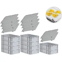 Proregal Spar Set 10x Eurobox Nextgen Economy Mit Auflagedeckel & 4x Schiebeschnappverschlüsse Gelb Griffe Geschlossen HxBxT 17 x 40 x 60 cm 34 Liter