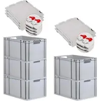 Proregal Spar Set 5x Eurobox Nextgen Economy Mit Scharnierdeckel & Roten Schiebeschnappverschlüssen Griffe Offen HxBxT 32 x 40 x 60 cm 65 Liter