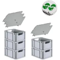 Proregal Spar Set 5x Eurobox Nextgen Economy Mit Auflagedeckel & 4x Schiebeschnappverschlüsse Grün Griffe Offen HxBxT 22 x 30 x 40 cm 20 Liter
