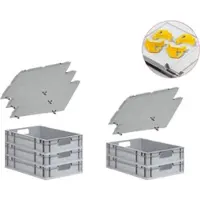 Proregal SparSet 5x Eurobox NextGen Economy mit Auflagedeckel & 4x Verschlüsse Gelb, Griffe offen, HxBxT 12x40x60cm, 23L, Eurobehälter, Box