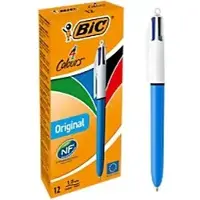 BIC 4 Colours Kugelschreiber Blau, Grün, Rot, Schwarz Mittel 0,4 mm Nachfüllbar 12 Stück