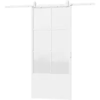 Inova Loft Glasschiebetür 1025x2200mm 6 Felder Kickplatte Stahl Komplettset in Weiß inkl. 2Seitiger Softclose