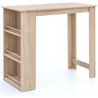 KADIMA DESIGN Bartisch mit Regal, Holzplatte und Metallgestell für Küche oder Bar, Sonoma 60x120x107 cm