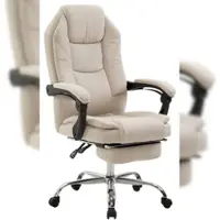 DELUKE Bürostuhl MEDHA Stoff - 114x67x64, Creme | Stoff | Metall in Chromoptik Gestell | ergonomische Bürostühle Homeoffice Stuhl mit Rollen