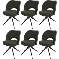 Mendler 6er-Set Esszimmerstuhl HWC-N72, Polster-Küchenstuhl, drehbar Auto-Return, Stoff/Textil (420g/m²) grün