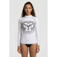 Arena Women's Rash Vest L/s Graphic White-black Größe: XS | Badeanzüge Outlet | Damen | Weiß