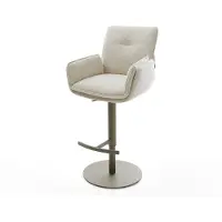 DELIFE Barstuhl Nela-Flex Webstoff Soft Beige Drehfuß höhenverstellbar Metall Titanfarben