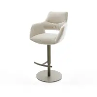 DELIFE Barstuhl Yago-Flex Webstoff Soft Beige Drehfuß höhenverstellbar Metall Titanfarben Taschenfederkern