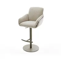 DELIFE Barstuhl Luan-Flex Webstoff Soft Beige Drehfuß höhenverstellbar Metall Titanfarben