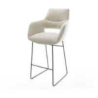 DELIFE Barstuhl Yago-Flex Webstoff Soft Beige Kufengestell Metall Schwarz Taschenfederkern