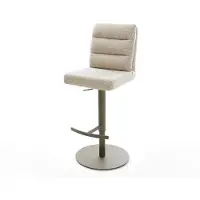DELIFE Barstuhl Pela-Flex Webstoff Soft Beige Drehfuß höhenverstellbar Metall Titanfarben
