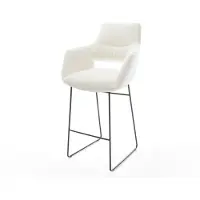 DELIFE Barstuhl Yago-Flex Bouclé Soft Beige Kufengestell Metall Schwarz Taschenfederkern