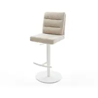 DELIFE Barstuhl Pela-Flex Webstoff Soft Beige Drehfuß höhenverstellbar Metall Weiß