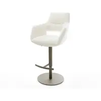 DELIFE Barstuhl Yago-Flex Bouclé Soft Beige Drehfuß höhenverstellbar Metall Titanfarben Taschenfederkern