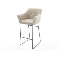 DELIFE Barstuhl Yulo-Flex Webstoff Soft Beige Kufengestell Metall Schwarz