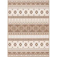 Pergamon In- und Outdoor Teppich Beidseitig Cape Cod Ethno Braun Beige, Größe:120x160 cm