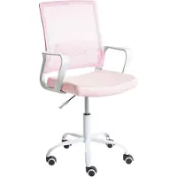 Beliani Bürostuhl Pastellrosa Netzstoff Atmungsaktiv Drehbar Höhenverstellbar mit Armlehnen Modernes Design Computer Drehstuhl für Homeoffice Büro