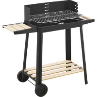 Casa.pro Grillwagen 'Ari' 78x86x30cm Schwarz/Bambus