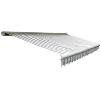 Mendler Elektrische Kassetten-Markise T124, Vollkassette Volant 5x3m Acryl Grau/Weiß