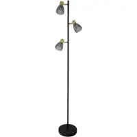 Näve Stehlampe Lindita, alu / grau / zink, für Wohn- / Esszimmer, Glas, Stehlampe