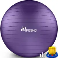 Tresko Gymnastikball Anti-Burst, mit Luftpumpe, Ø 75 cm, lila, belastbar bis 300 kg