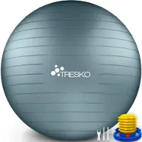 Tresko Gymnastikball Anti-Burst, mit Luftpumpe, Ø 75 cm, cool-grey-blue, belastbar bis 300 kg