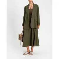 Twinset für Damen. 261TF2020 Grüner Leinenblazer (44), Lässig, Langarm