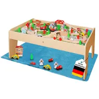 Coemo Spieltisch mit 90-tlg. Holzeisenbahn Farbe Natur