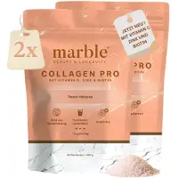 Marble Collagen Pro Peach Hibiscus mit Vitamin C, Zink & Biotin – Sparset 2 St Pulver