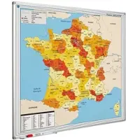 Proregal Magnetisches Whiteboard Landkarte PLZ Frankreich | HxBxT 100x100cm | mit Befestigungsmaterial & Stiftablage | Sublimationsstahl