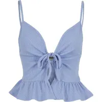 Urban Classics Ladies Waffle Pique Ruffle Top - 137877