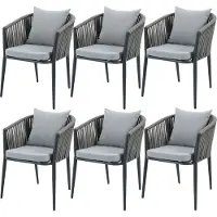 Axi Faye Gartenstuhl Set 6 Stück in Anthrazit | Gartenstühle für Gartentisch aus Aluminium/Polyester & inklusive Sitzkissen aus Olefin | Stuhl Wetterfest für Garten / Draußen - bis zu 120 kg belastbar