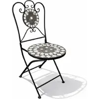 Mojawo Mosaik Klappstuhl Gartenstuhl Bistrostuhl Kreis Design Anthrazit/Grau