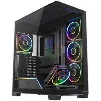 Modecom VOLCANO STELLAR PLUS ARGB 5F PC Gehäuse, Schwarz, Midi Tower, 5x 120 mm ARGB Lüfter, Controller, Seitenteil aus gehärtetem Glas