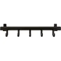 Proregal Kompakte Aluminium Wandgarderobe mit 5 Kunststoffhaken | HxBxT 10x50x7,5cm | Schwarz