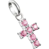 Thomas Sabo Charm-Anhänger Kreuz mit pinken Steinen Connect Silber
