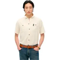 Superdry für Herren. M4010986A Merchant Store strukturiertes Kurzarmhemd in Off-White (L), Weiß, Lässig, Baumwolle