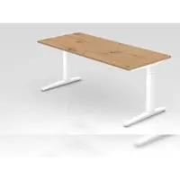 Proregal - Büromöbel mit top Leistungsdaten Schreibtisch Mika | Asteiche | Weißes Gestell | BxT 180x80cm | Arbeitshöhe 65-85cm | höhenjustierbar, 1cm Raster | C-Fuß-Gestell | Rechteckform