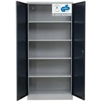 Proregal Stahlschrank BEE mit 10 verzinkten Fachböden | HxBxT 195x92x42cm | Grau-Anthrazit | Werkstattschrank Werkzeugschrank Aktenschrank