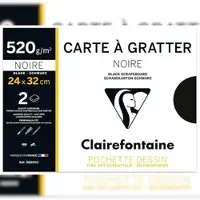 Clairefontaine 10x Schwarzer Schabekarton 24x32cm 520g, Packung mit 2 Bogen - Schwarz 96800C