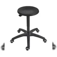 Proregal Drehhocker Atlanta, Sitzhöhe 46-64cm, Tragfähigkeit 110kg, Polyurethane-Sitz, Kunststof-Fußkreuz, Rollen, Hebelauslösung, Schwarz