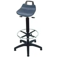 Proregal Stehhilfe Denver Hoch, Sitzhöhe 61-86cm, Ø 63cm, Tragfähigkeit 110kg, Kunststoff-Fußkreuz, Fußring, Gleiter, Rückenstütze, Tragegriff, Blau