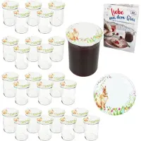 MamboCat 25er Set Sturzglas 435ml Einmachglas Osterfreude Deckel Ostern Hase Rezept-Heft