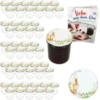 MamboCat 50er Set Sturzglas 350ml Einmachglas Osterfreude Deckel Ostern Hase Rezept-Heft