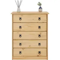 CARO-Möbel Kommode BARRIO mit 5 Schubladen I Sideboard aus massiver Kiefer I gebeizter und gewachster Schubladenschrank I Anrichte im Mexiko Stil