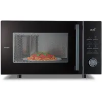 Medion Mikrowelle mit Grill und Heißluft, Airfryer & Heißluftfritteuse, 25 Liter, 900 W Mikrowellenleistung, Backofenfunktion, inkl. Air fryer Zubehör - Grillrack & Backteller - MD12231 dunkel grau