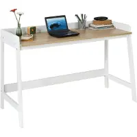SoBuy Schreibtisch Tisch Computertisch Bürotisch weiß/Natur BHT ca. 125x80x52cm FWT41-WN