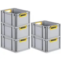 Proregal 5x Eurobox NextGen Color | HxBxT 22x30x40cm | 20 Liter | Griffe gelb offen | Glatter Boden | Eurobehälter